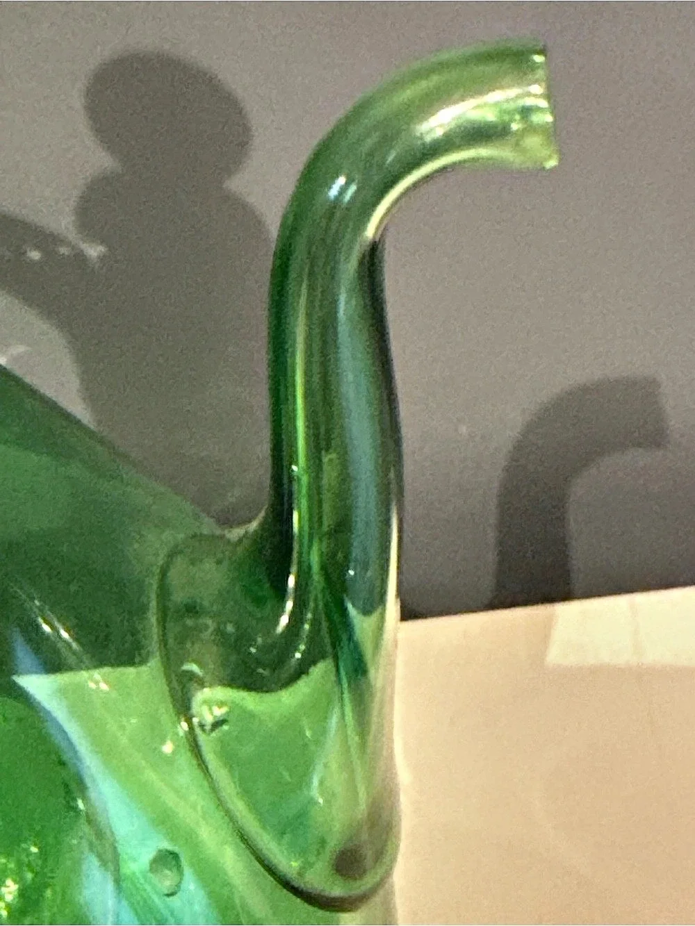 Glass Decanter Green Vintage Italian Hand Blown Mid Century Bar Decor